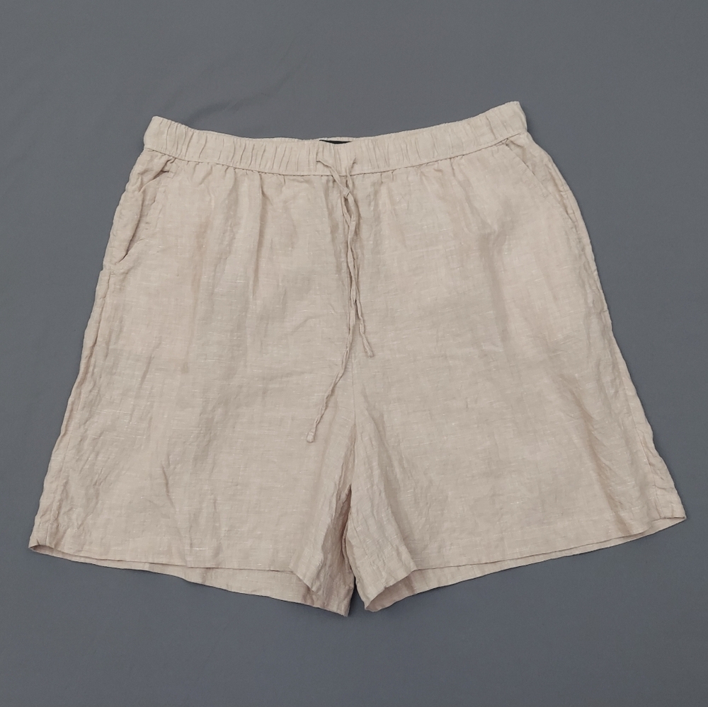 Tahari 100% Linen Shorts Men's Size XL Elastic Waist Shorts w/ Pockets